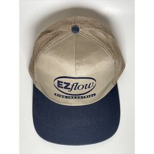 EZflow Ring Industrial Trucker Hat Tan Navy Blue Mesh Snapback Cap Vintage Style